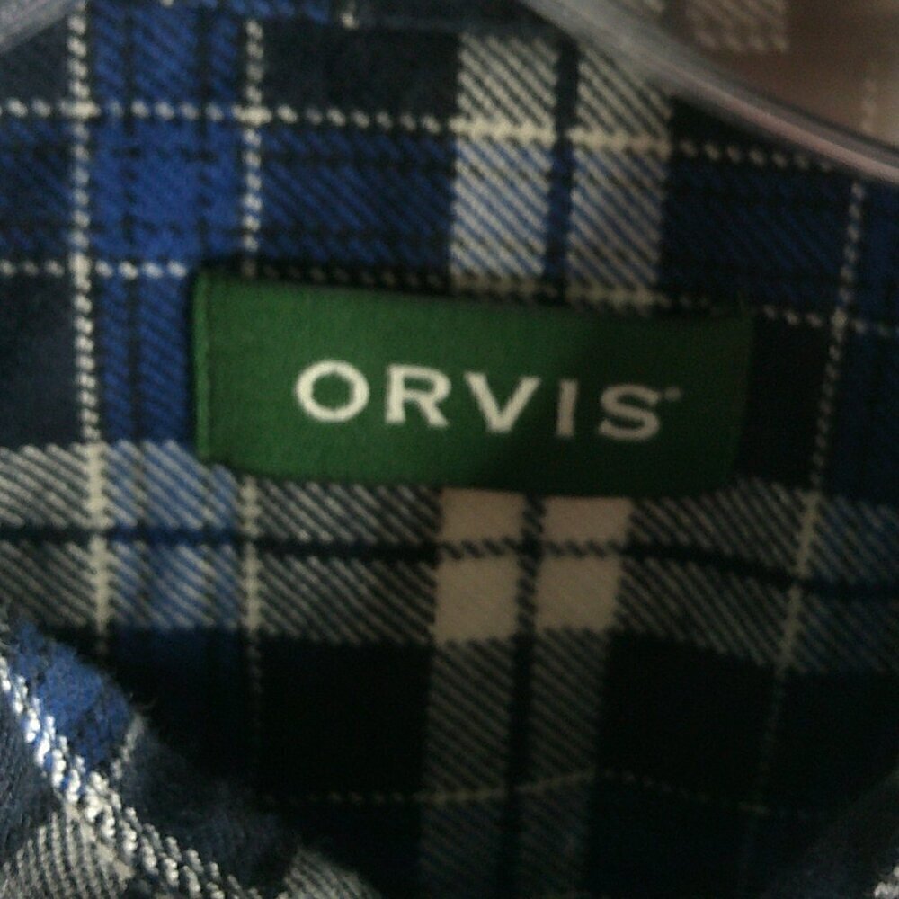 Orvis - Blue/Ivory  100% Cotton Perfect Flannel Button Down Shirt - Size Large - Picture 4 of 9